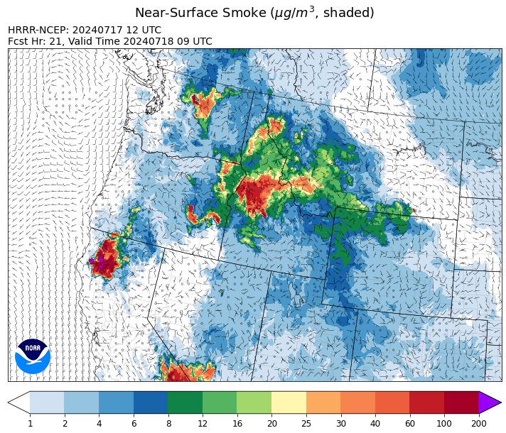 By Thursday morning, the HRRR-Smoke model shows medium to heavy smoke impacting Southwest Montana from the Miller Peak fire and other regional blazes.